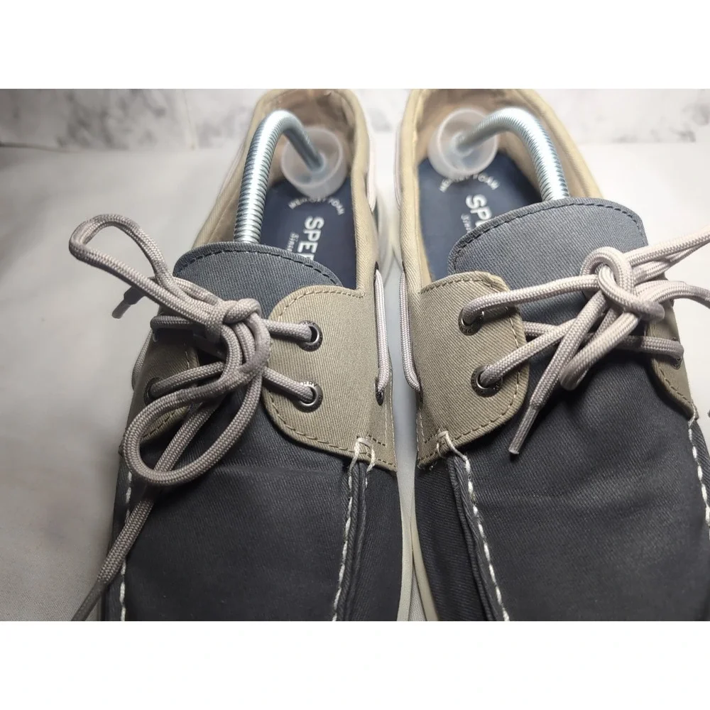 Sperry Memory Foam STS18644 Mens Size 11.5M Gray/Khaki Canvas 2 Eye Boat Shoes
